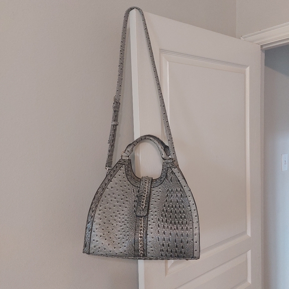 CATO Women's Faux Crocodile Print Large Fashion Gray and Black Handbag - Picture 15 of 15